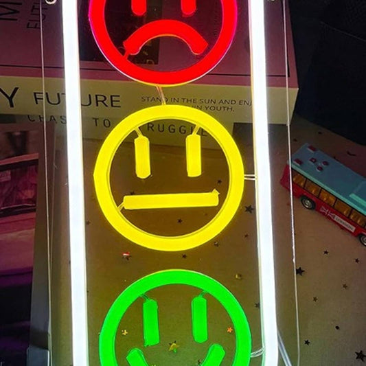 Fun Red, Yellow & Green Smiley Face Traffic Light LED Night Light Room Decor