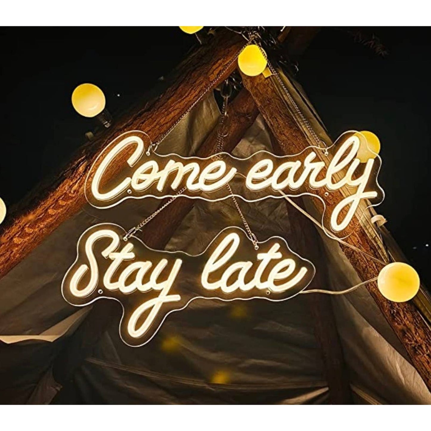 Lovely Warm Bright Come Early Stay Late LED Night Light Room Wall Decoration