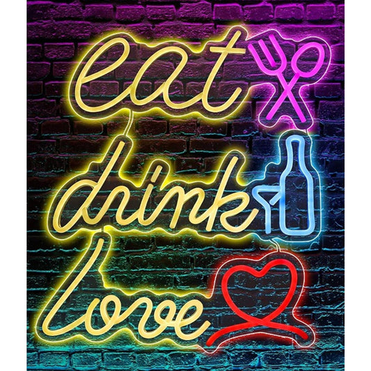 Lovely Bright Eat, Drink, Love LED Night Light Room Wall Party Decoration