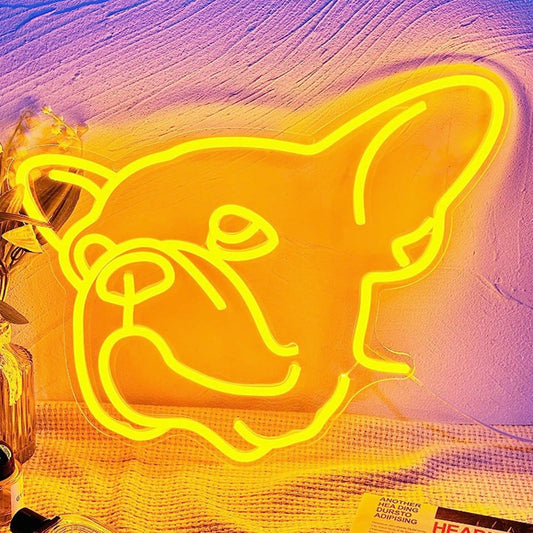 Adorable Cute Bright Yellow French Bulldog Frenchie Puppy LED Light Pet Decor