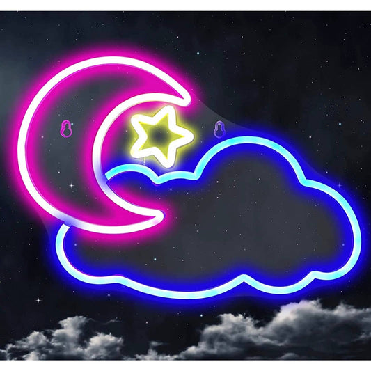 Cute Vivid Colorful Moon Star Cloud LED Night Light Room Wall Decoration