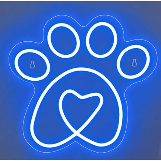 Adorable Bright Blue Puppy Dog Pet Paw Love Heart LED Night Light Room Wall Deco