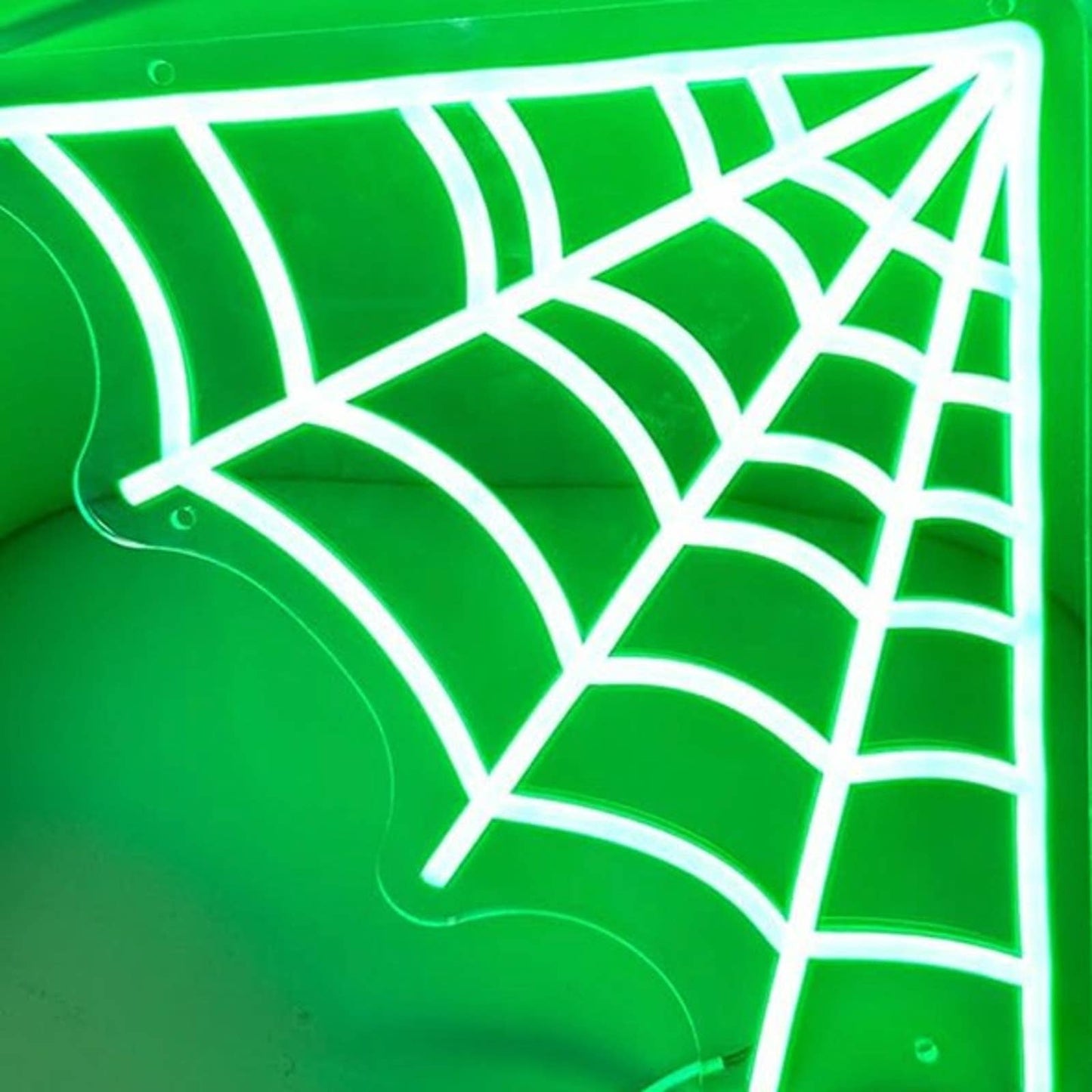 Spooky Vivid Bright Green Spider Web LED Night Light Halloween Decor