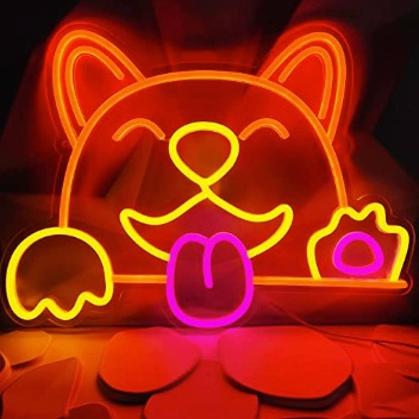 Fun Bright Happy Corgi Puppy Dog LED Night Light Room Wall Decoration