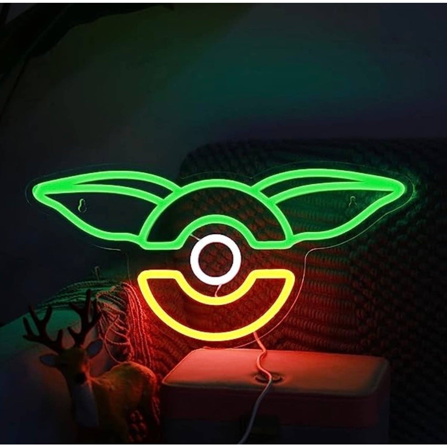Fun Bright Green Yoda Ear Grogu Pokeball LED Night Light Pokemon StarWars Decor