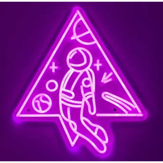 Fun Bright Pink Triangle Astronaut Galaxy LED Night Light Room Wall Art Decorati