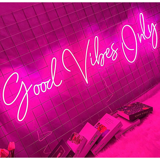 Large Bright Quality Pink Good Vibes Only LED Night Light Room Wall Decoration