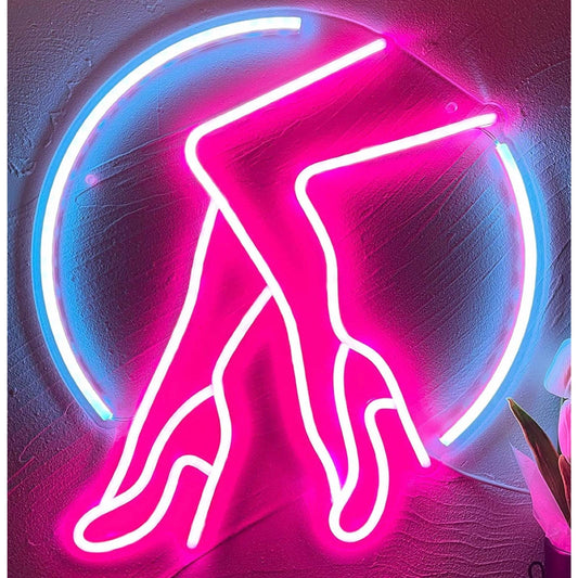 Lovely Bright Pink Lady Legs in Heels LED Night Light Room Wall Decoration