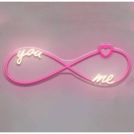 Adorable Bright You Me Infinity Heart Love LED Night Light Room Wall Decoration