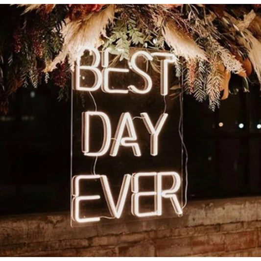 Fun Bright White BEST DAY EVER LED Night Light Sign Room Wall Decoration