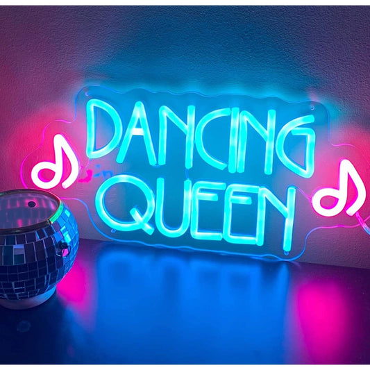 Lovely Bright Pink / Blue “Dancing Queen” LED Night Light Room Wall Party Decora