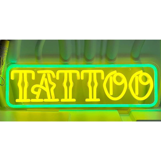 Green/Yellow Bright Tattoo LED Night Light Shop Store Wall Sign