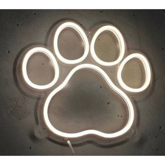 Adorable Simple Bright White Puppy Dog Paw Print LED Night Light Room Wall Decor