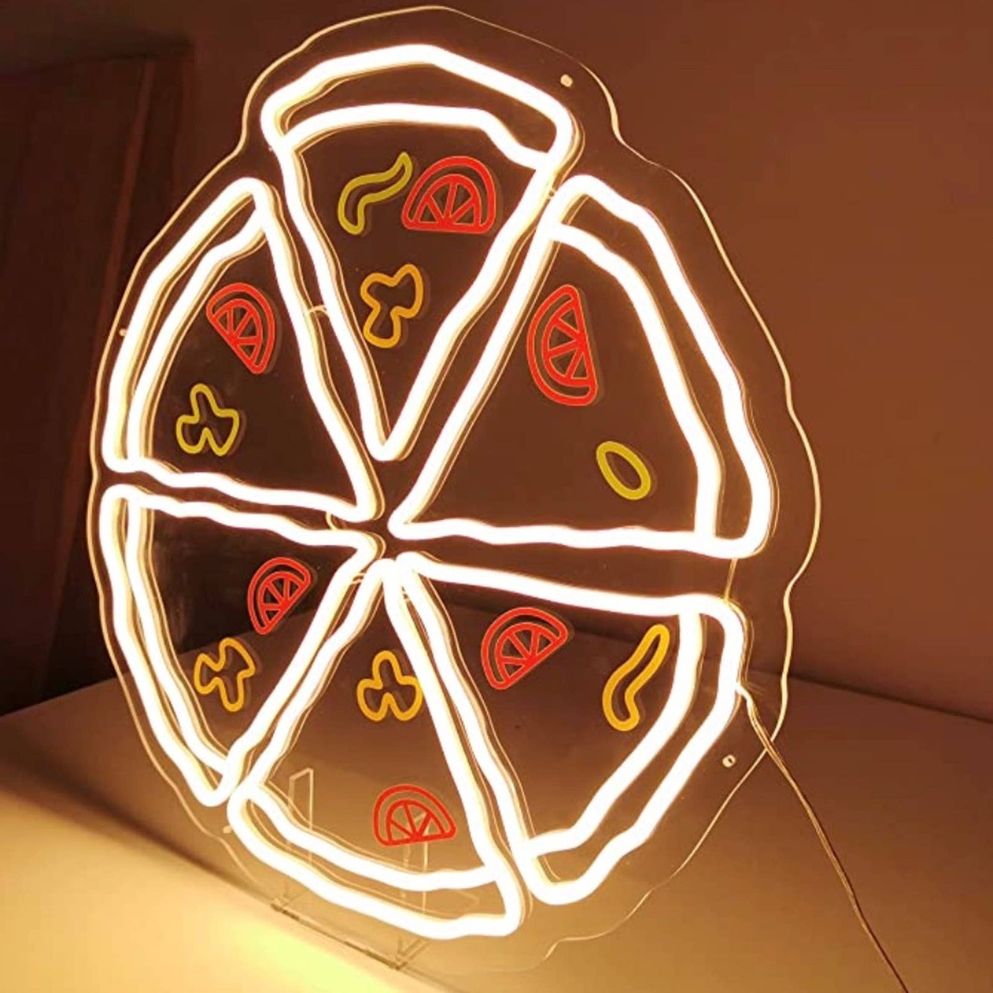 Tasty Bright Warm Full Pizza LED Night Light Room Wall Decoration