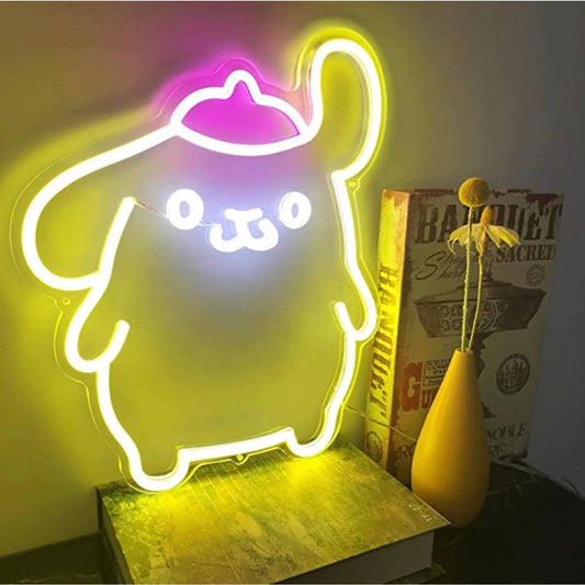 Cute Bright Yellow Pom Pom Purin Anime LED Night Light Anime Japan Room Wall Dec