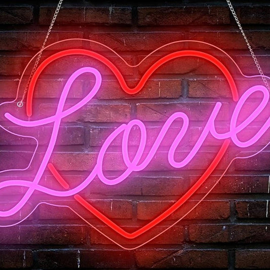 Romantic Bright Red/Pink Love Heart LED Night Light Room Wall Decor