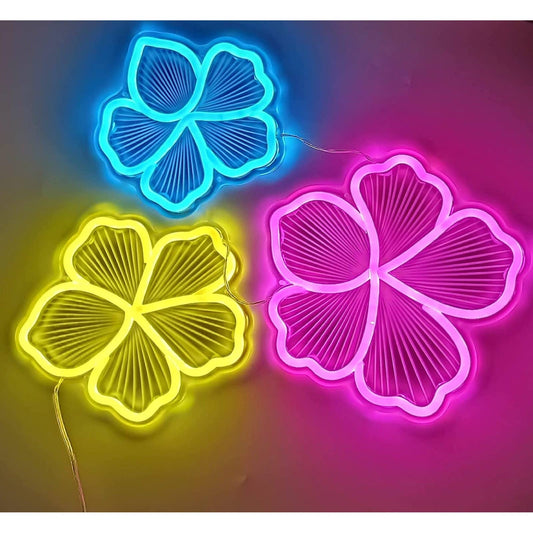 Lovely Bright Colorful 3 Piece Bundle Flower LED Night Light Room Wall Decoratio