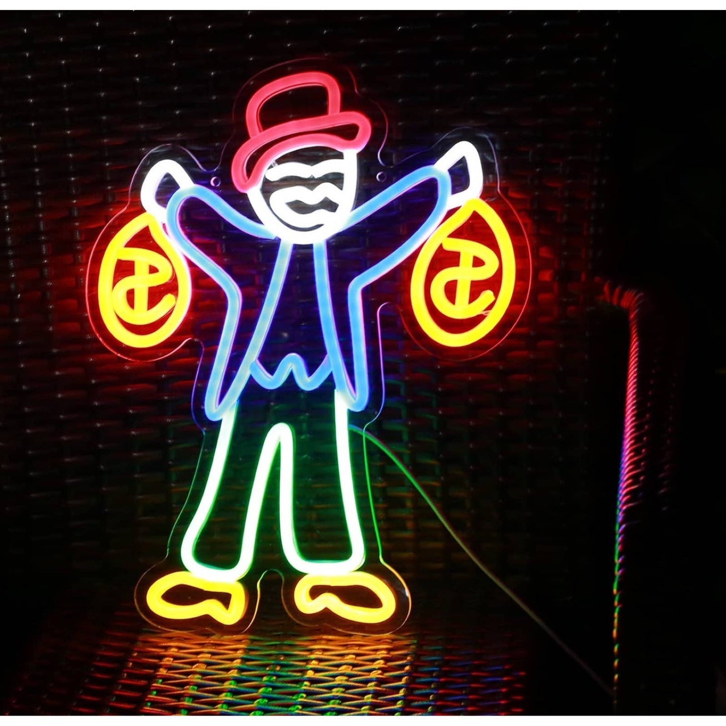 Fun Bright Colorful Money Bag Man LED Night Light Room Wall Decoration