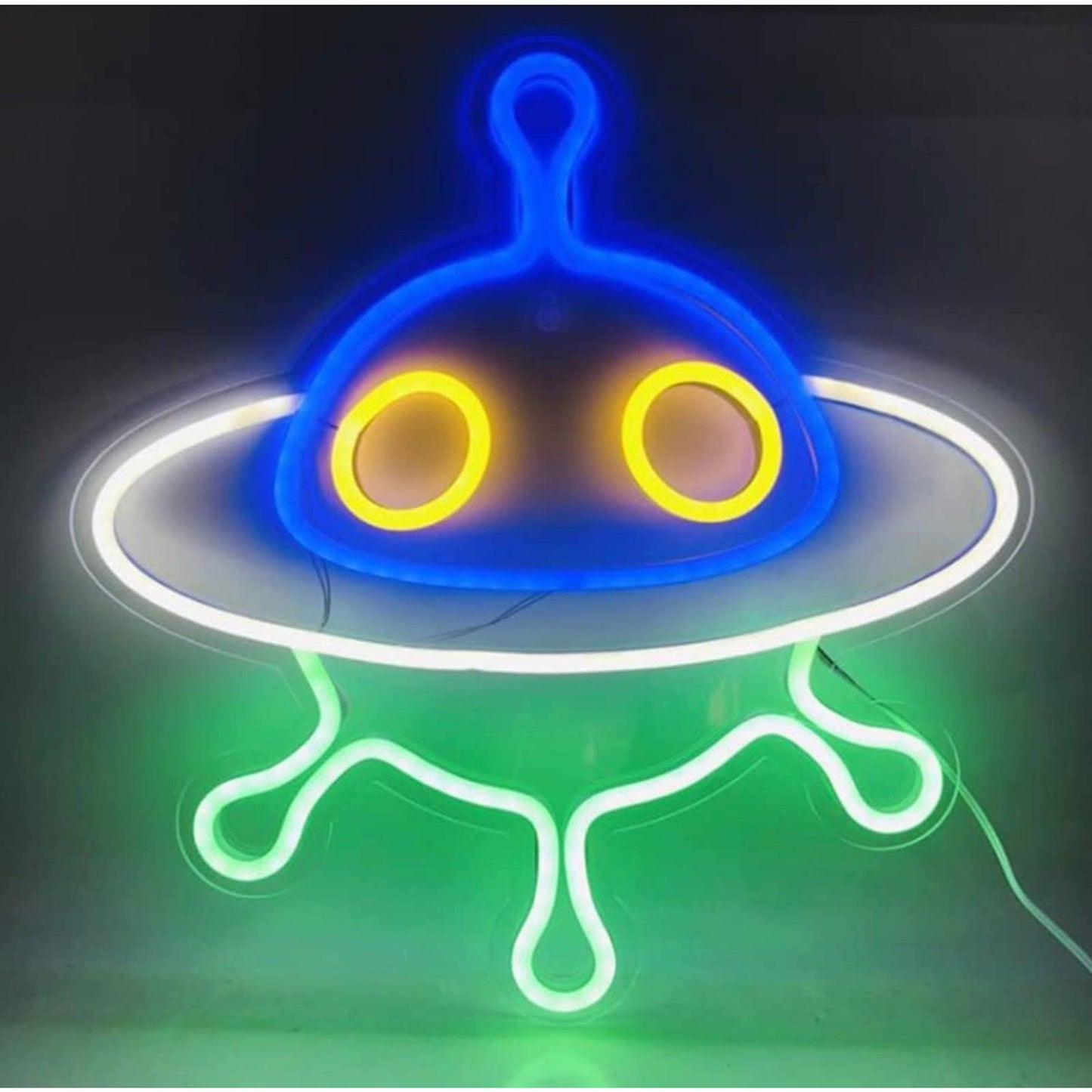 Vivid Bright Green/Blue Alien Spaceship LED Night Light Room Wall Decoration
