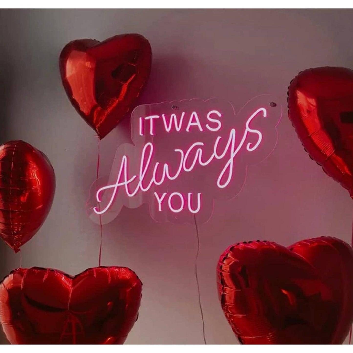 Super Large Bright Pink “It Was Always You” LED Love Night Light Wedding Party D