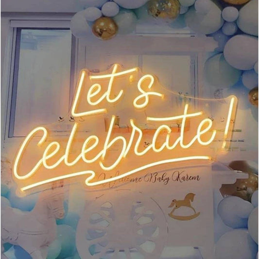 Bright Warm White “Let’s Celebrate!” LED Night Light Room Wall Celebration Decor