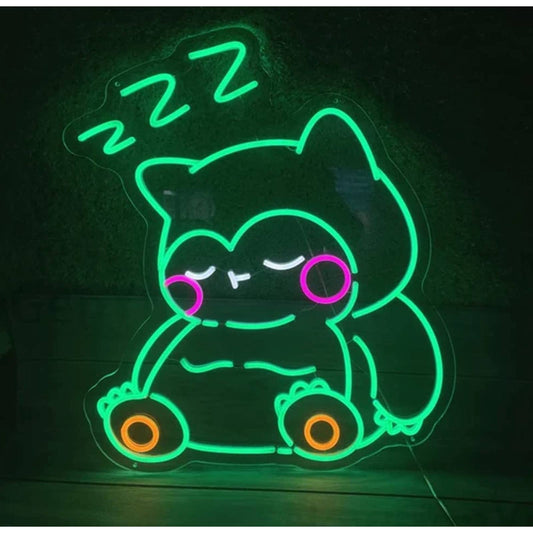 Adorable Bright Sleeping Baby Snorlax LED Game Room Night Light Pokemon Wall Dec