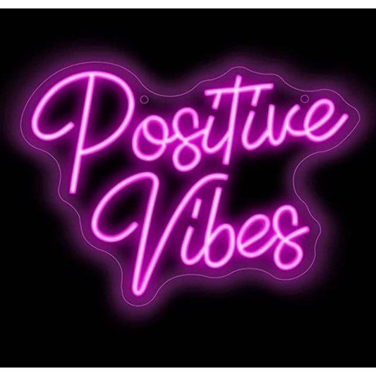 Lovely Bright Pink Positive Vibes LED Night Light Room Wall Decoration