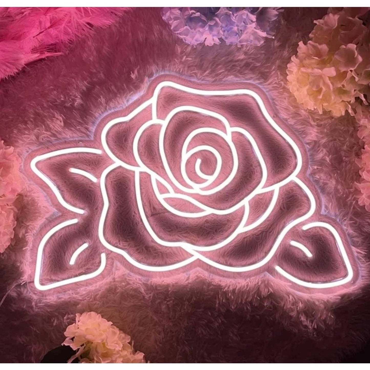 Adorable Bright Soft Pink Rose LED Night Light Love Room Wall Art Decoration