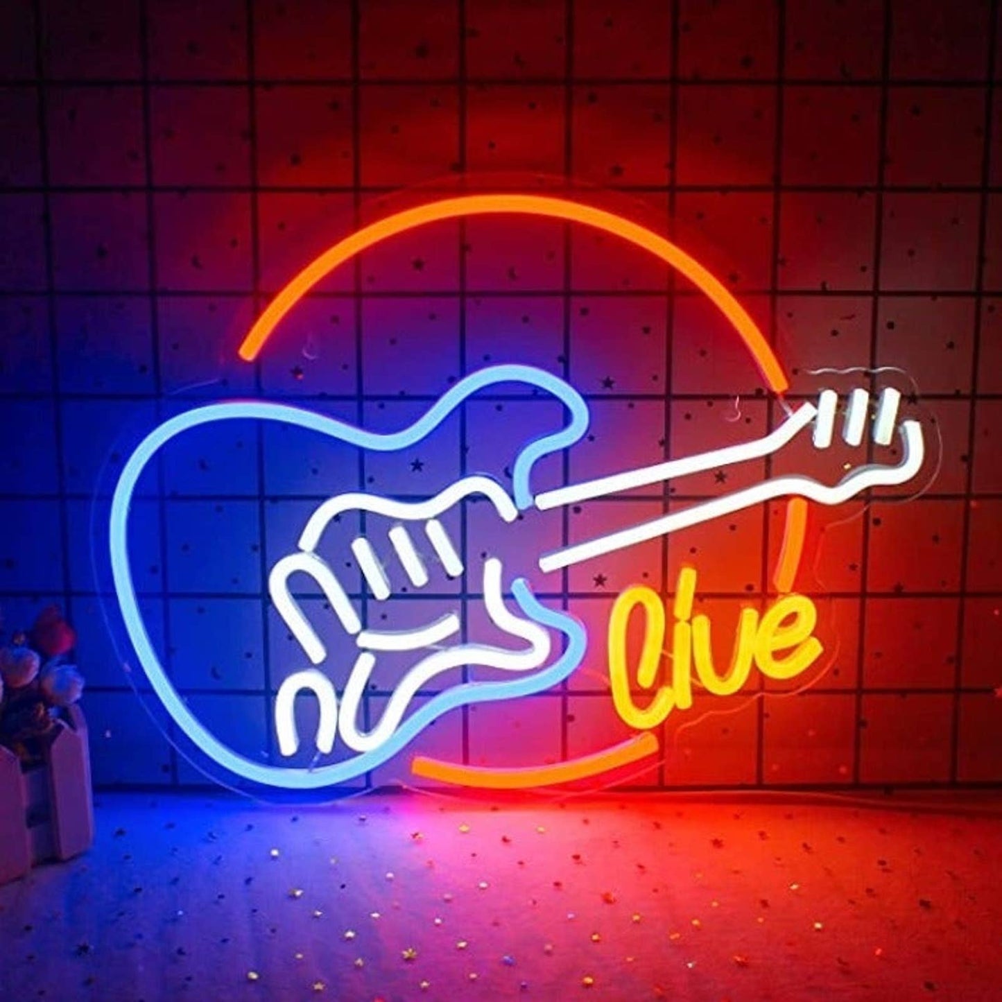 Bright Red Live Music Guitar LED Night Light Concert Sign