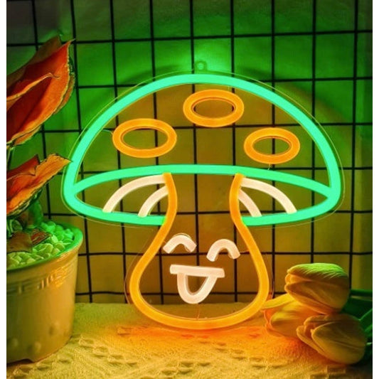 Lovely Bright Plump Happy Green Mushroom LED Night Light Rom Wall Decoration