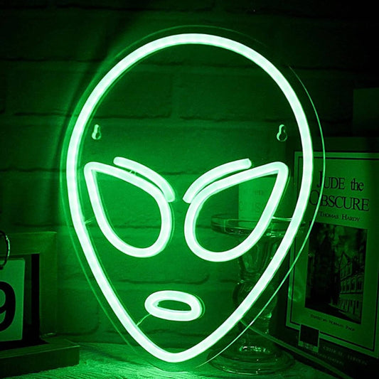 Fun Vivid Bright Green Alien Head LED Night Light Room Wall Decoration
