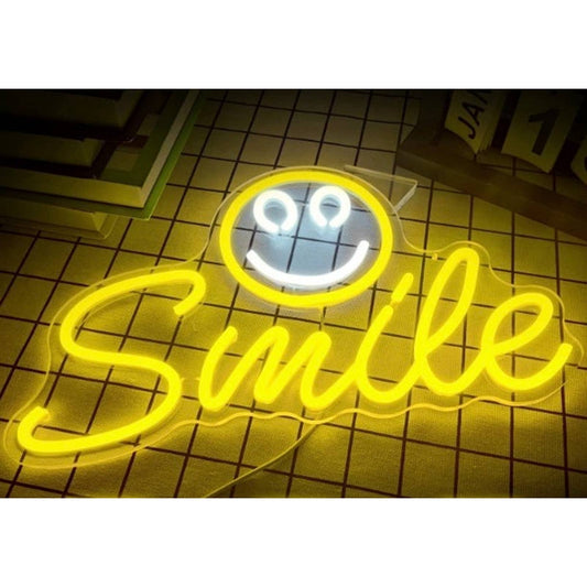Positive Vivid Bright Yellow Smile Smiley Face LED Night Light Room Wall Decorat