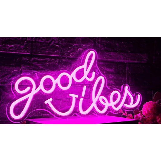 Lovely Bright Pink Good Vibes Happy Smiley Face LED Night Light Room Wall Decor