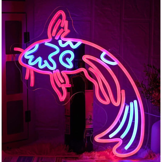 Lovely Bright Red/Blue Japanese Koi Fish LED Night Light Room Wall Decor