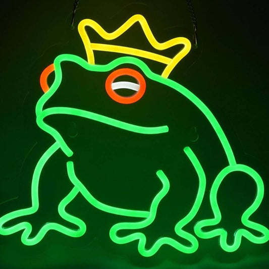 Fun Bright Green King Frog LED Night Light Room Wall Decoration