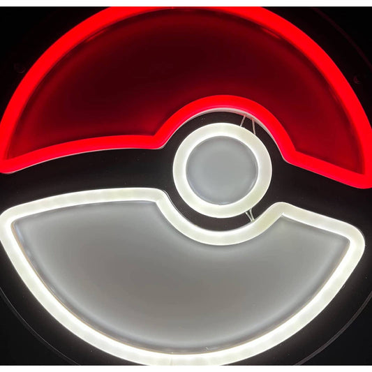 Fun Bright Red / White Pokeball LED Night Light Pokemon Room Wall Decoration