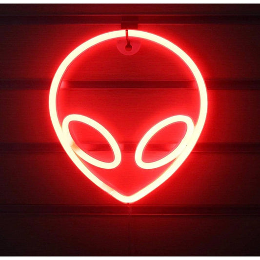Bright Red Alien LED Light Decor