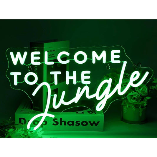 Fun Fancy Bright Green Welcome to the Jungle LED Night Light Room Wall Decor