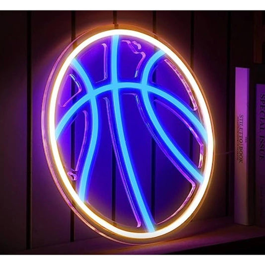 Fun Vivid Blue / Orange Basketball LED Night Light Room Wall Decoration