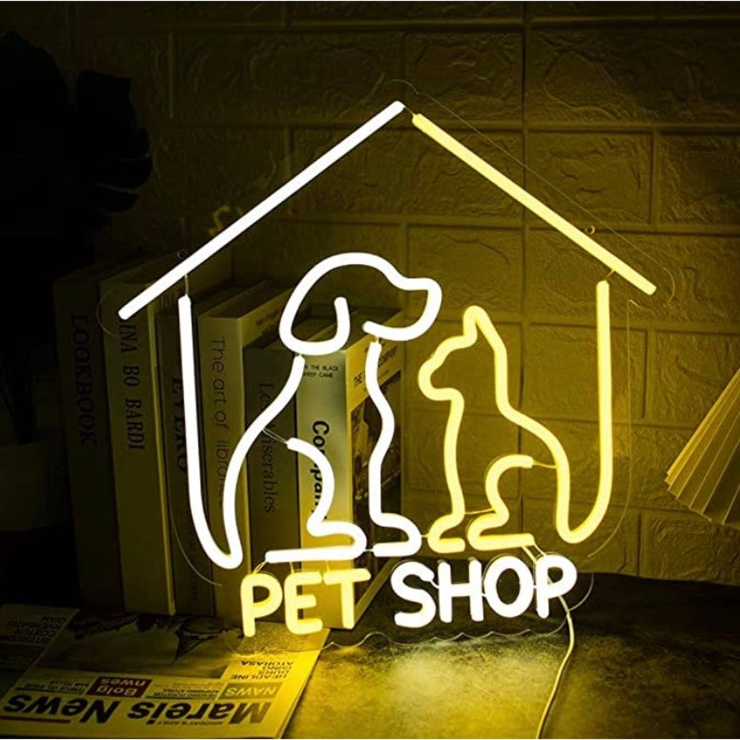 Lovely Vivid Bright Pet Shop Cat & Dog LED Night Light Room Wall Decoration