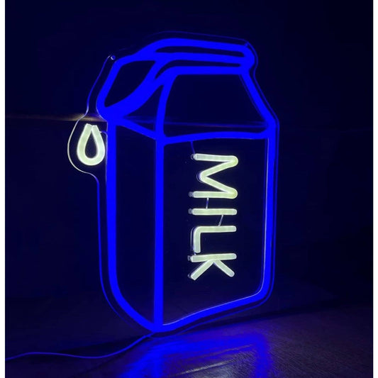 Bright Blue Milk Carton LED Night Light Kitchen Wall Decoration
