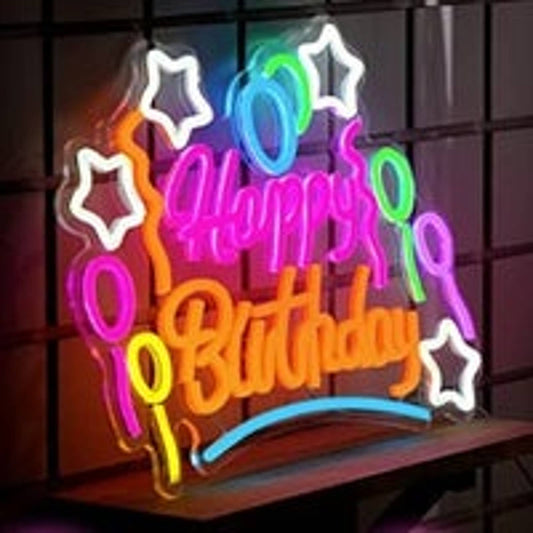 Vivid Bright Colorful Happy Birthday Star & Balloons LED Light Celebration Party