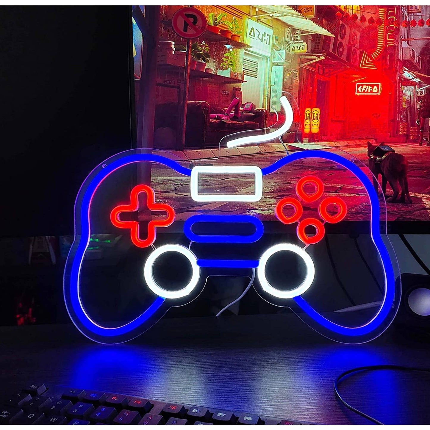 Cool Blue / Red / White Video Game Controller LED Night Light Room Wall Decorati
