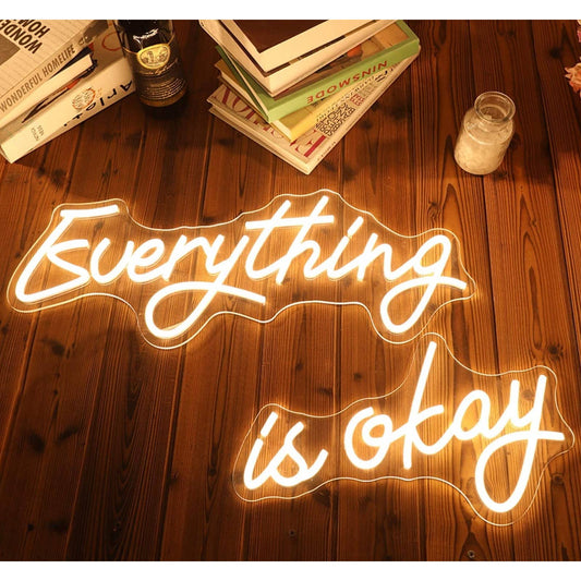 Comforting Bright “Everything is Okay” LED Night Light Room Wall Decoration