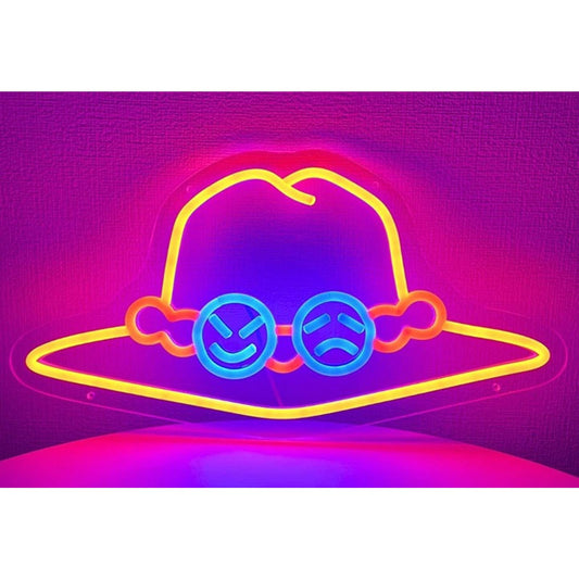 Fun Bright One Piece Portgas D Ace Cowboy Hat LED Light Anime Wall Decor