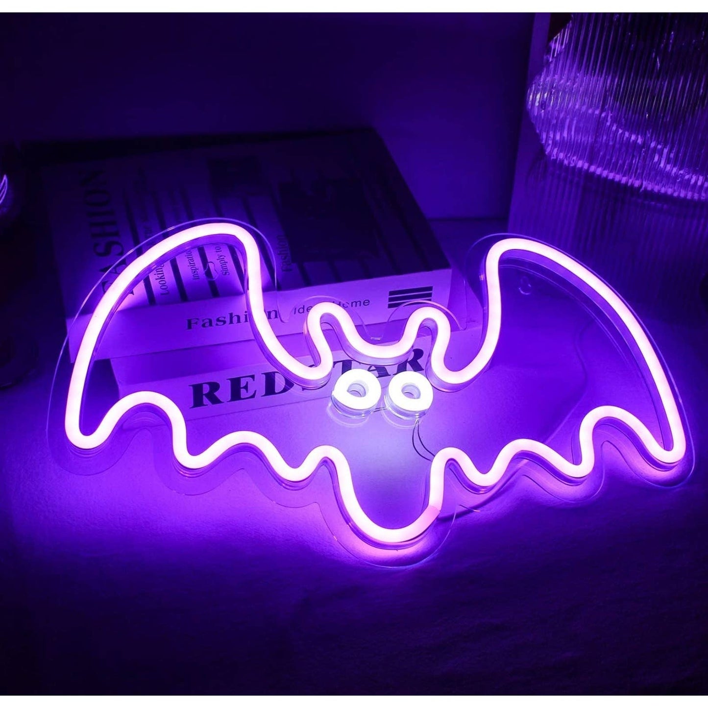 Spooky Fun Bright Purple Bat LED Night Light Halloween Decor