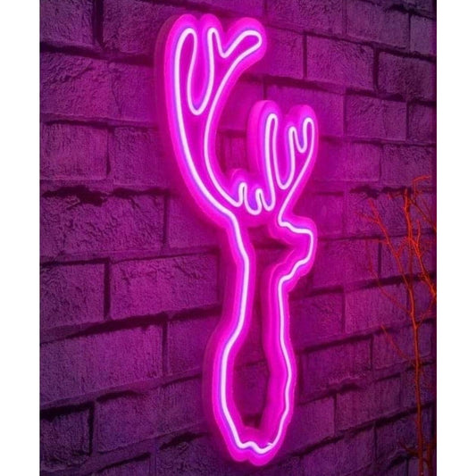 Lovely Bright Pink Deer Antler LED Night Light Room Wall Decoration