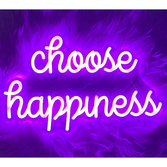 Adorable Large Bright Purple “Choose Happiness” LED Night Light Room Wall Decor