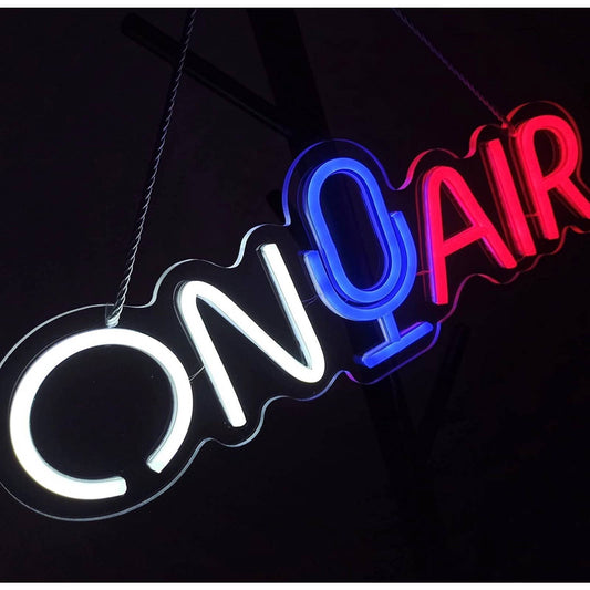 Bright Hanging On Air Microphone LED Studio Streaming Decoration