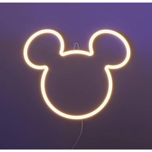 Fun Vivid Bright Mickey Mouse Outline LED Night Light Cartoon Room Wall Decor